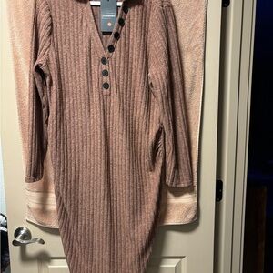 Women's Ribbed Button-Down Sweater Dress